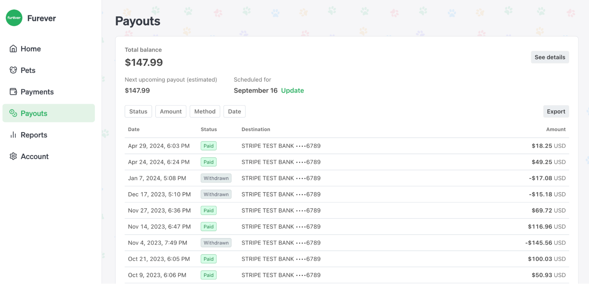 ConnectPayments embedded component in the payments page