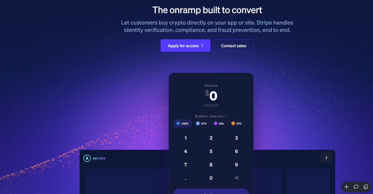 The hero as prototyped in Harbor: a phone showing an add-funds keypad, over a dashboard, on a violet gradient.